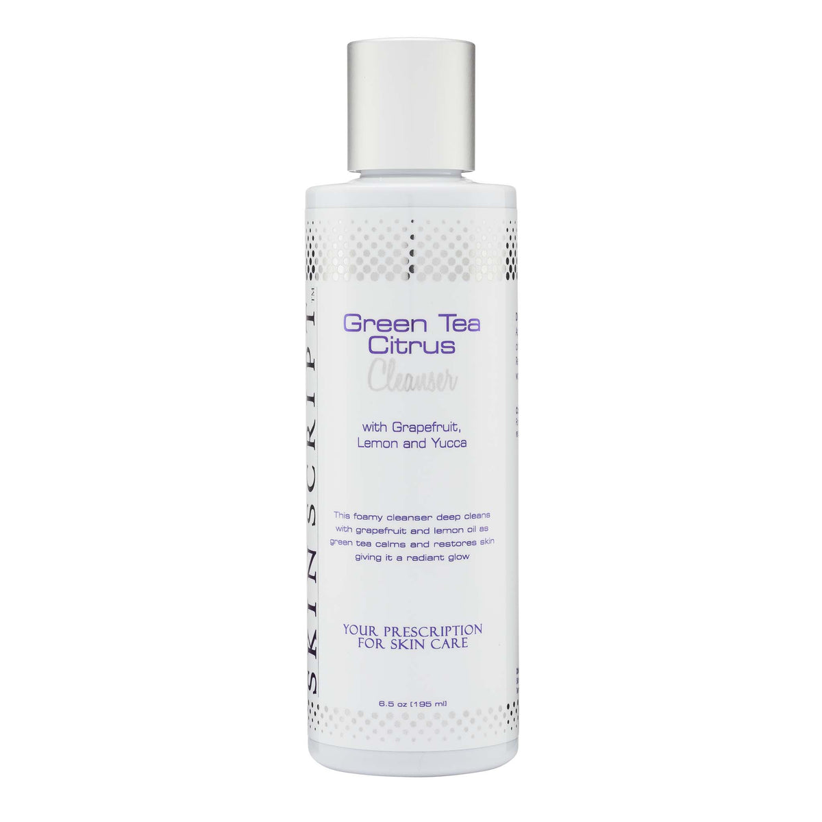 Skin Script Green Tea Citrus Cleanser is a gentle cleansing option for makeup removal while improving clarity and skin tone.